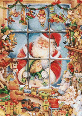 Window Shopping With Santa cross stitch pattern by Lisi Martin/AB Pictura, Karlstad, Sweden