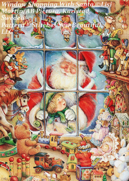 Window Shopping With Santa cross stitch pattern by Lisi Martin/AB Pictura, Karlstad, Sweden