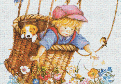 Spreading Joy cross stitch pattern by Lisi Martin/AB Pictura, Karlstad, Sweden