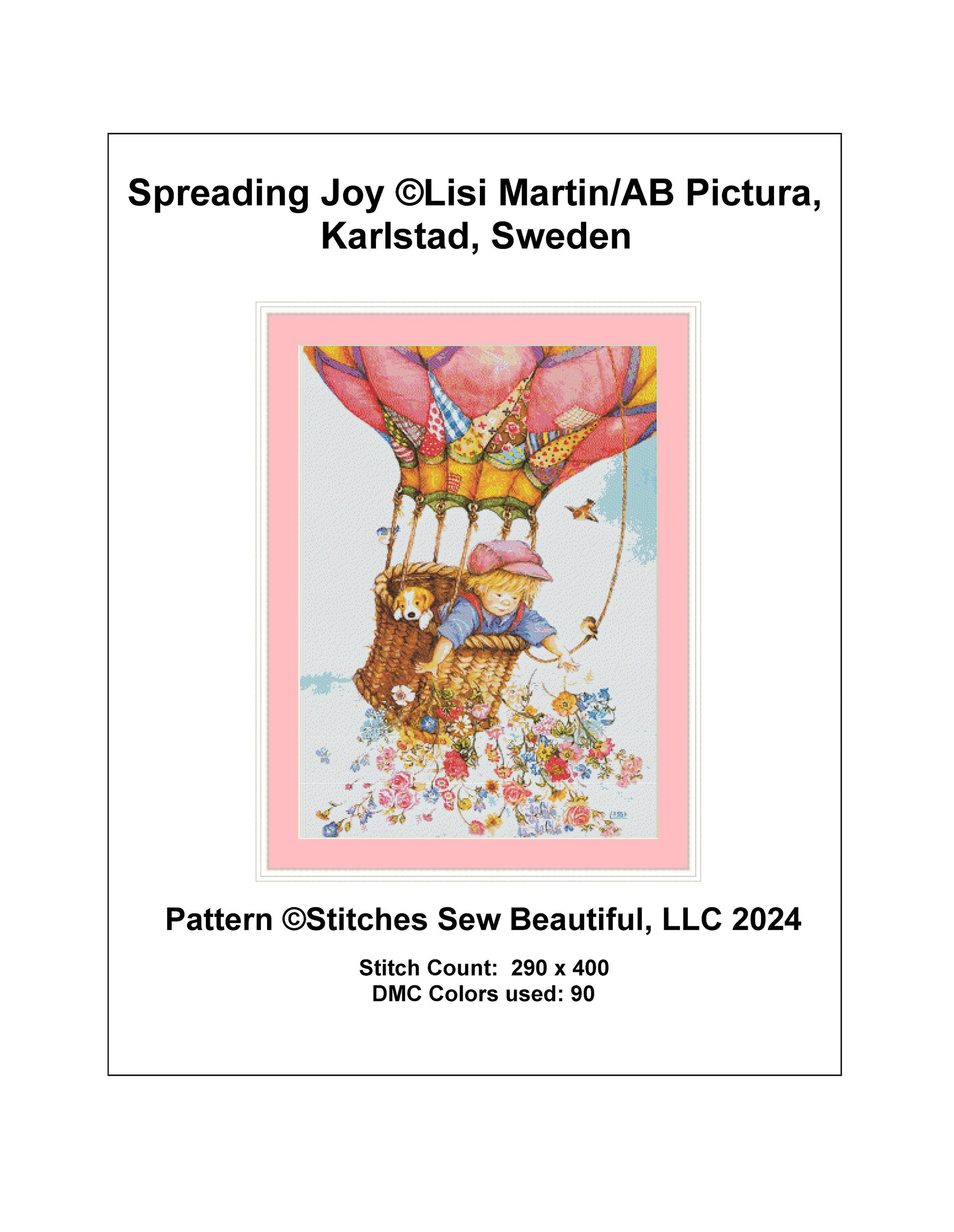 Spreading Joy cross stitch pattern by Lisi Martin/AB Pictura, Karlstad, Sweden