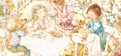 The Tea Party (Max Colors/Size) cross stitch pattern by Lisi Martin/AB Pictura, Karlstad, Sweden