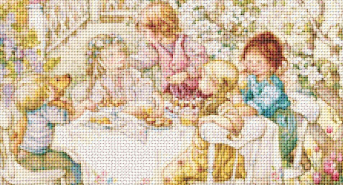 The Tea Party cross stitch pattern by Lisi Martin/AB Pictura, Karlstad, Sweden