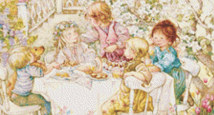 The Tea Party cross stitch pattern by Lisi Martin/AB Pictura, Karlstad, Sweden