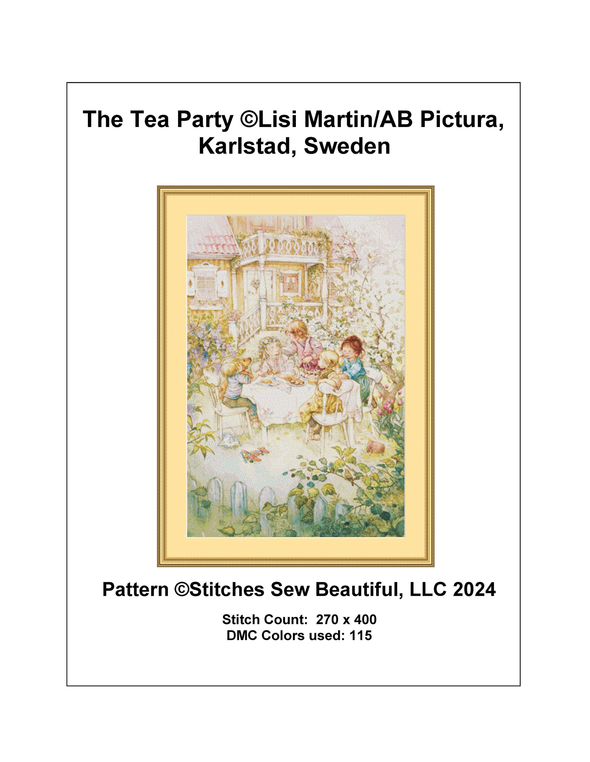 The Tea Party cross stitch pattern by Lisi Martin/AB Pictura, Karlstad, Sweden
