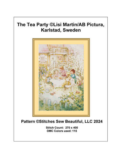 The Tea Party cross stitch pattern by Lisi Martin/AB Pictura, Karlstad, Sweden