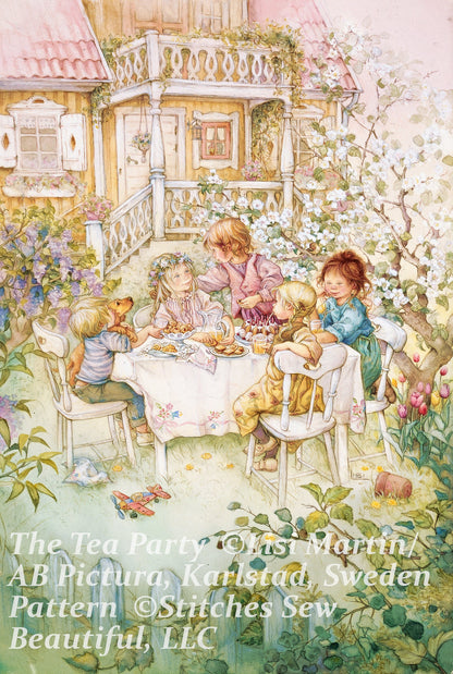 The Tea Party cross stitch pattern by Lisi Martin/AB Pictura, Karlstad, Sweden