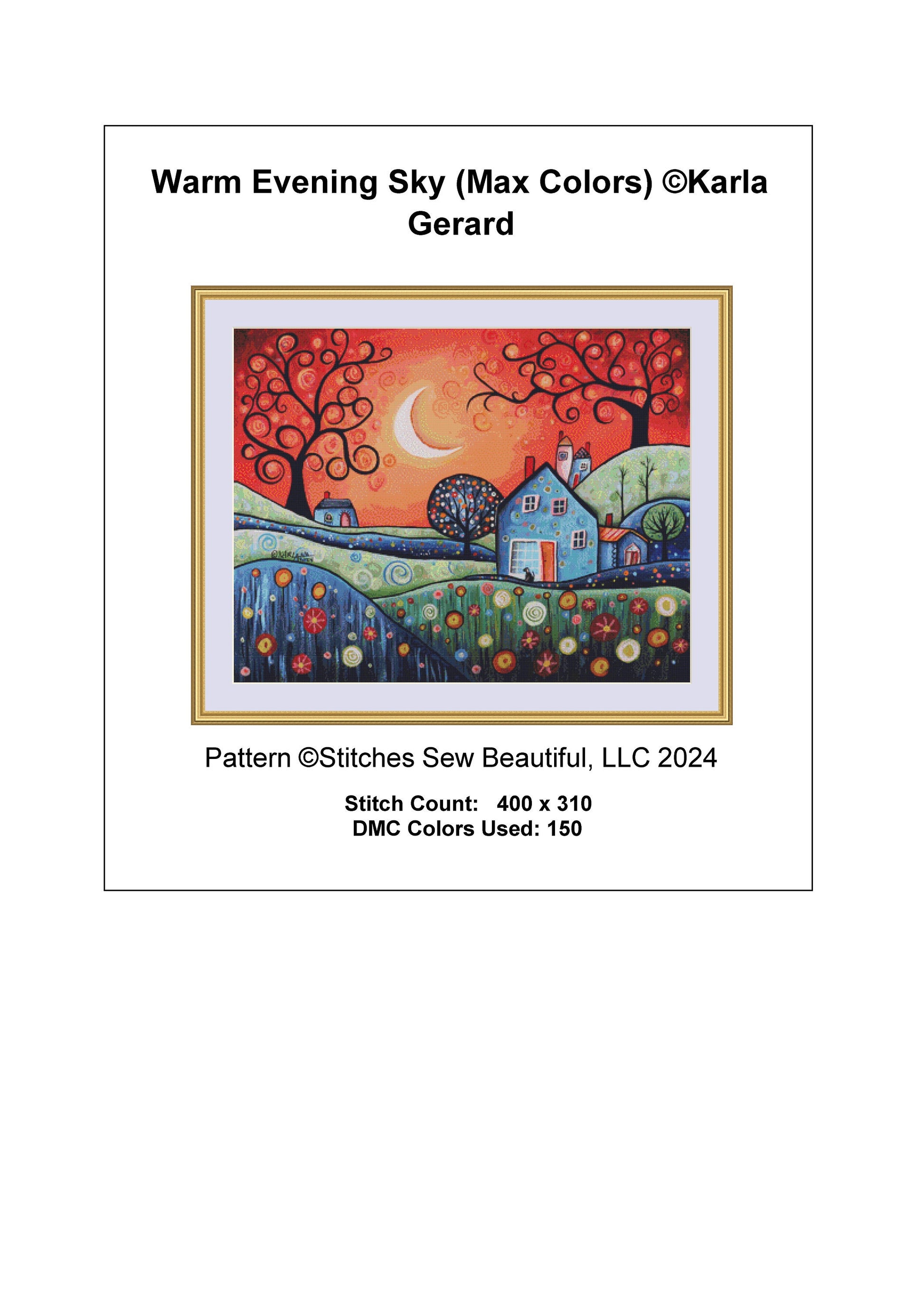 Warm Evening Sky (Max Colors) cross stitch pattern by Karla Gerard