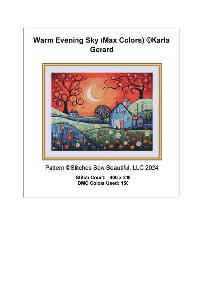 Warm Evening Sky (Max Colors) cross stitch pattern by Karla Gerard