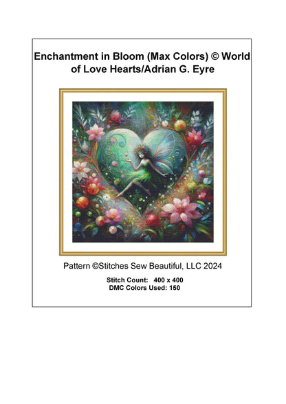 Enchantment in Bloom (Max Colors) cross stitch pattern by World of Love Hearts/Adrian G. Eyre