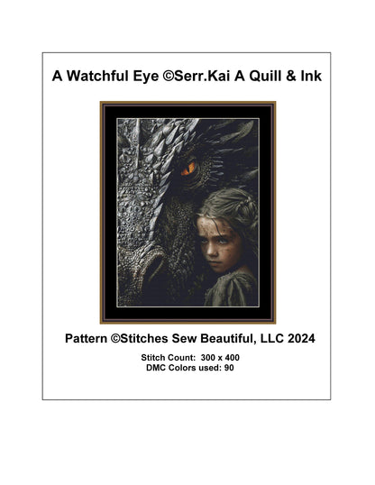 A Watchful Eye cross stitch pattern by Serr.Kai A Quill & Ink