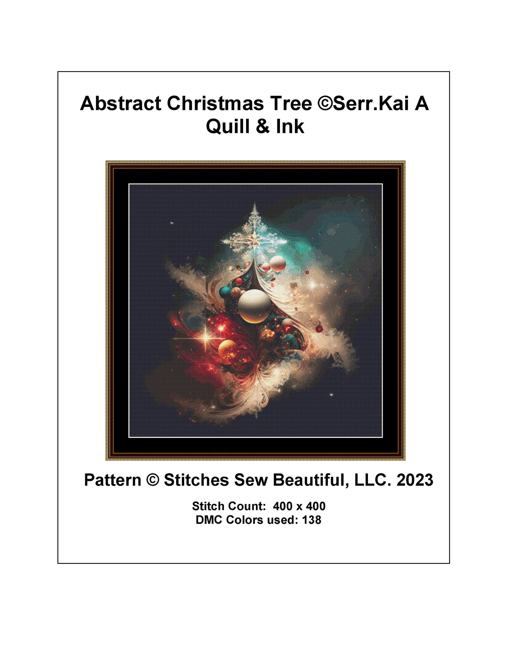 Abstract Christmas Tree cross stitch pattern by Serr.Kai A Quill & Ink
