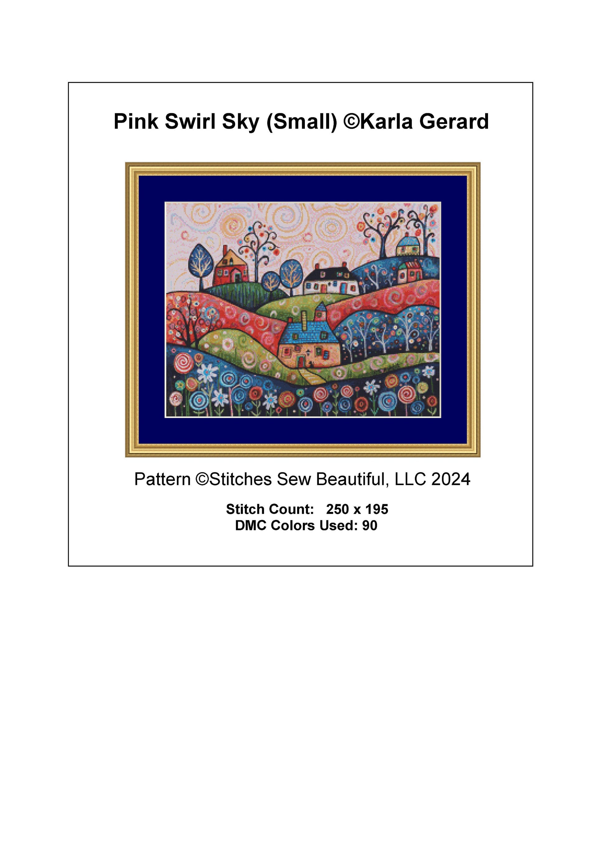Pink Swirl Sky (Small) cross stitch pattern by Karla Gerard