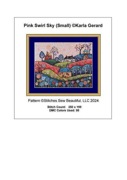 Pink Swirl Sky (Small) cross stitch pattern by Karla Gerard