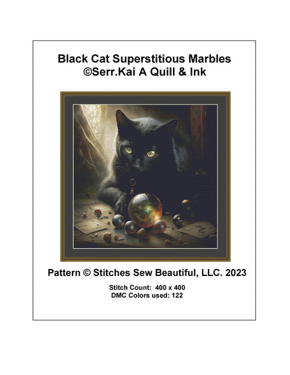 Black Cat Superstitious Marbles by Serr.Kai A Quill & Ink