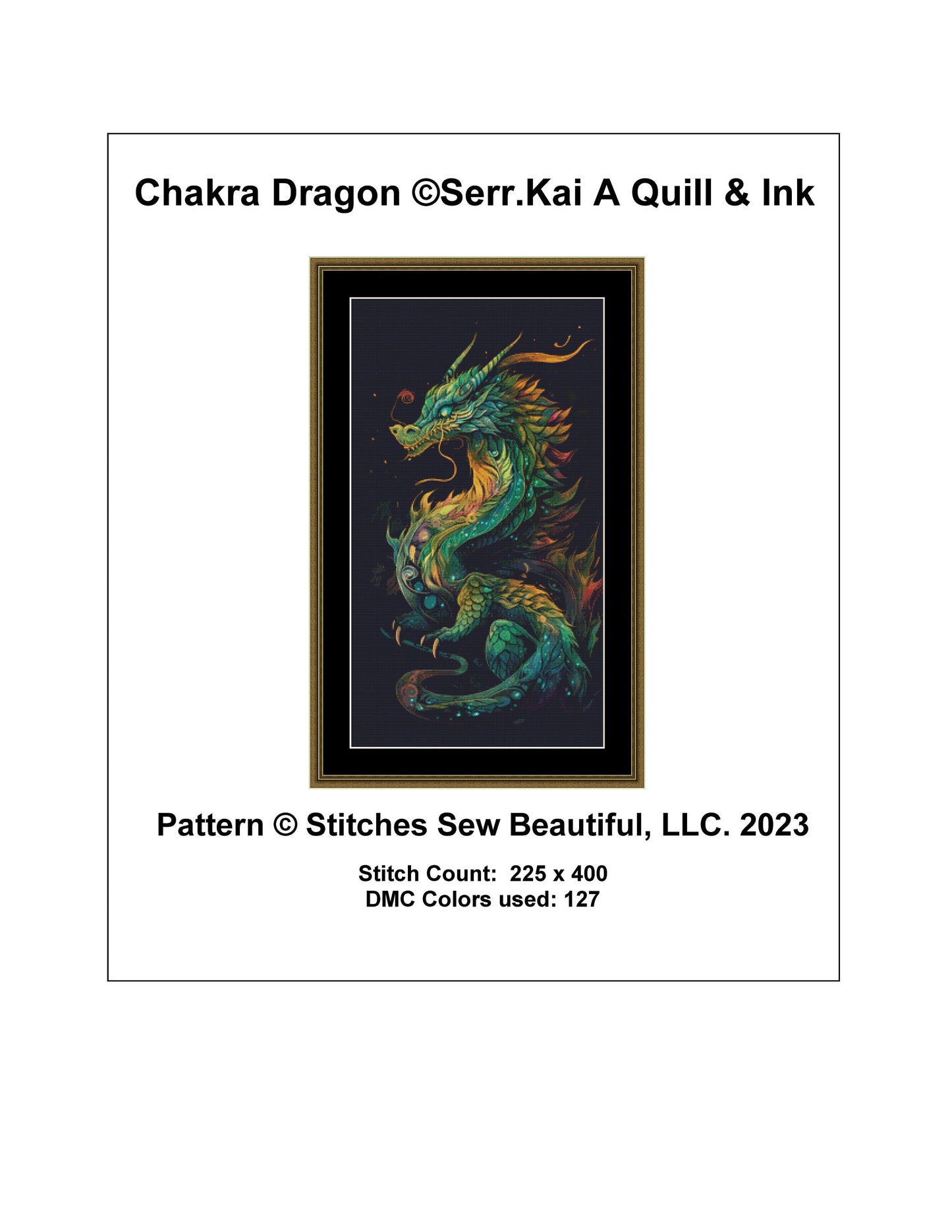 Chakra Dragon cross stitch pattern by Serr.Kai A Quill & Ink