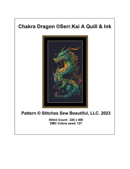 Chakra Dragon cross stitch pattern by Serr.Kai A Quill & Ink