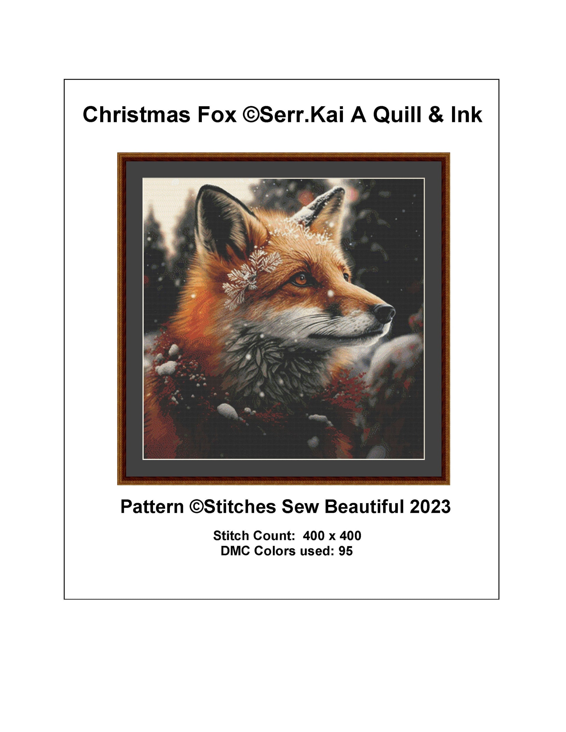 Christmas Fox cross stitch pattern by Serr.Kai A Quill & Ink