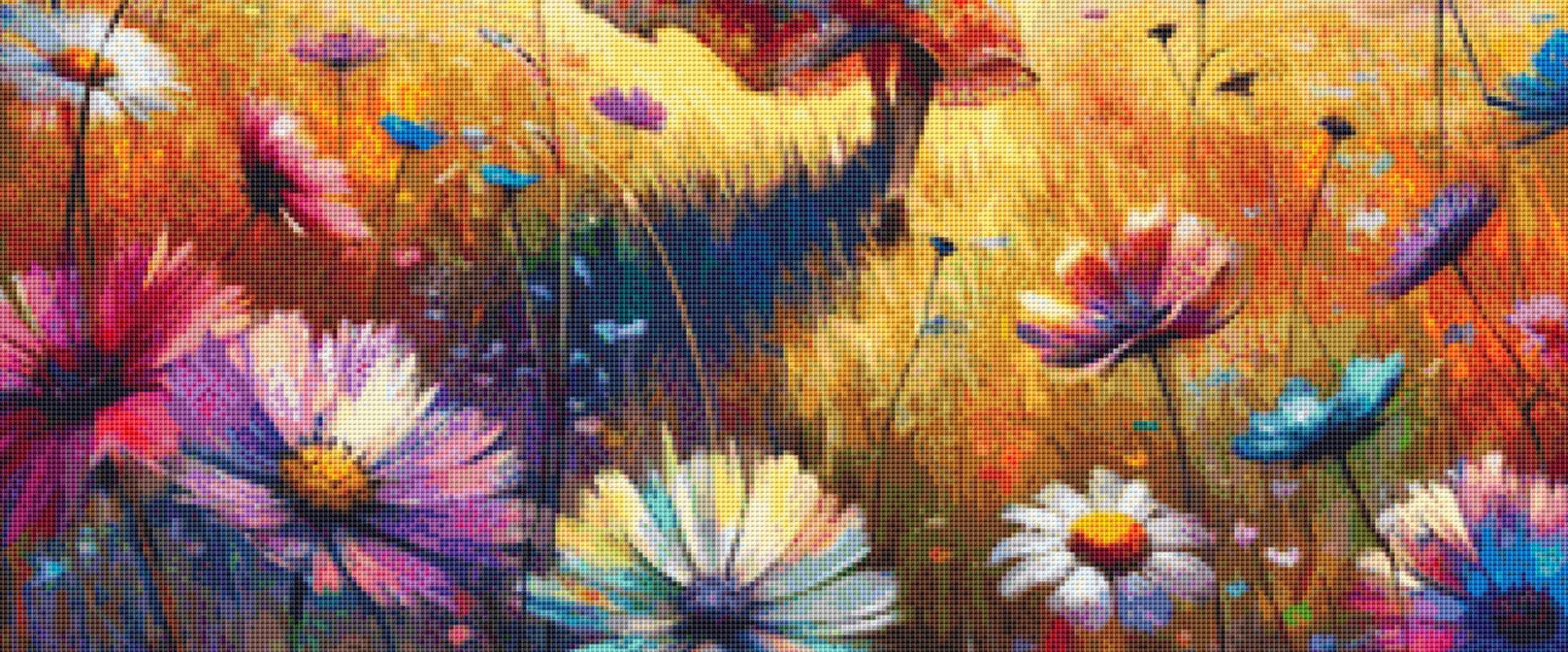 Bohemian Elegance Amongst Wildflowers (Max Colors) cross stitch pattern by World of Love Hearts/Adrian G. Eyre
