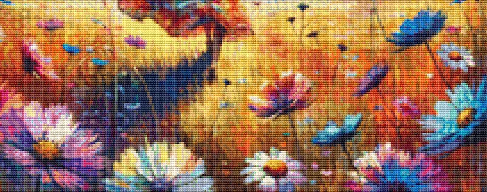 Bohemian Elegance Amongst Wildflowers (Small) cross stitch pattern by World of Love Hearts/Adrian G. Eyre