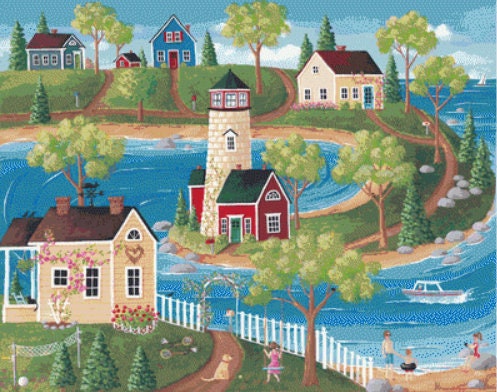 Horseshoe Cove cross stitch pattern by Kim Leo licensed by JMS Art Licensing