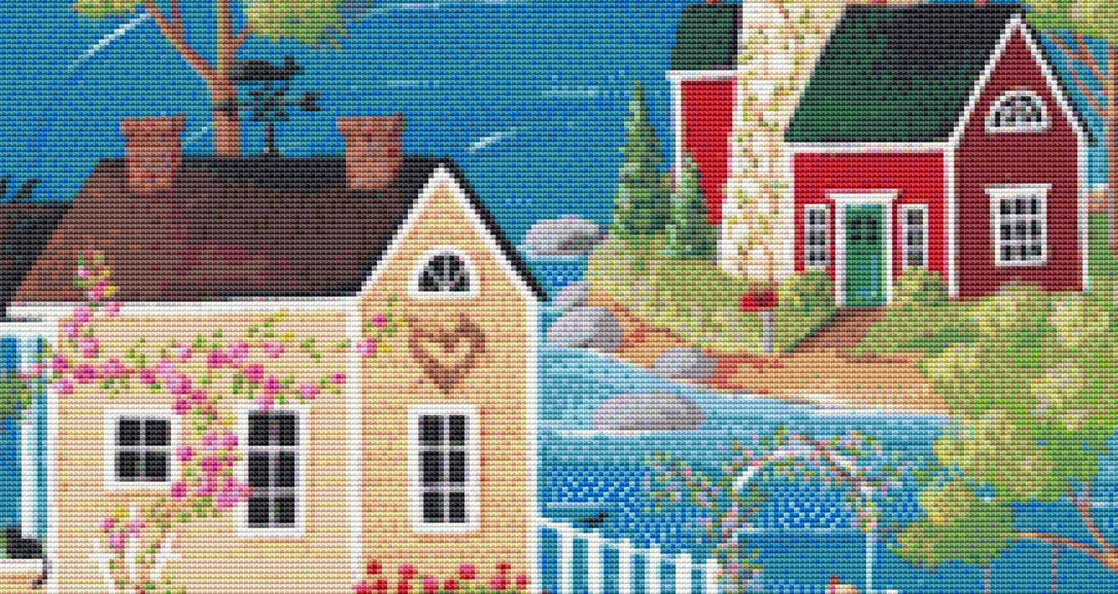 Horseshoe Cove cross stitch pattern by Kim Leo licensed by JMS Art Licensing