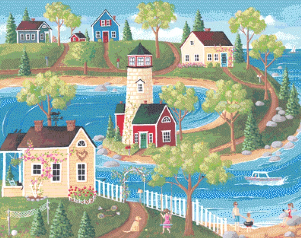 Horseshoe Cove cross stitch pattern by Kim Leo licensed by JMS Art Licensing