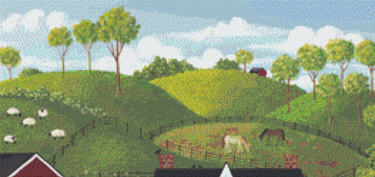 Summer at the Farm cross stitch pattern by Kim Leo licensed by JMS Art Licensing