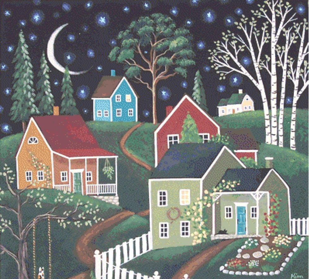 Blanket of Stars cross stitch pattern by Kim Leo licensed by JMS Art Licensing
