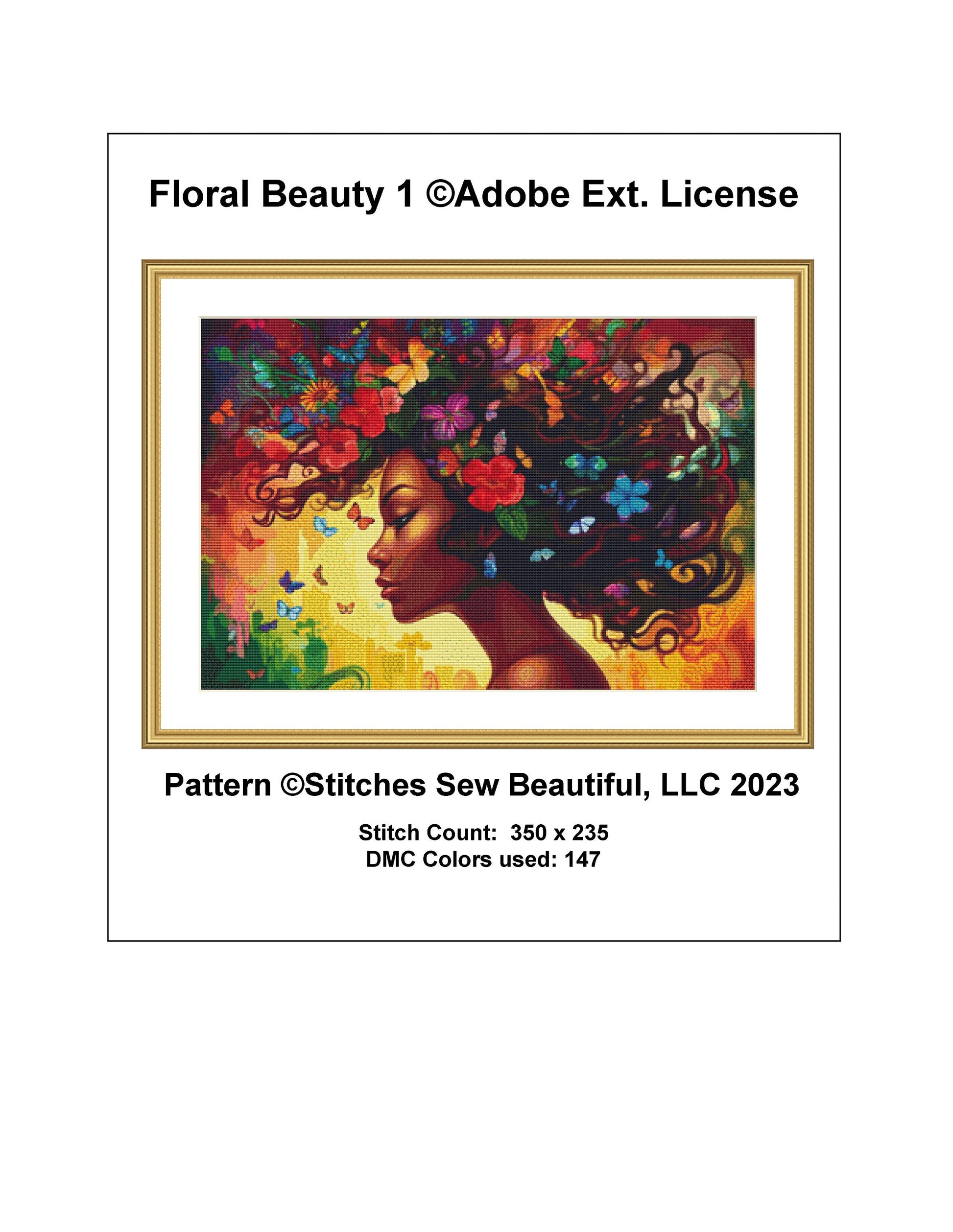 Floral Beauty 1 ©Adobe Ext. License cross stitch pattern by StitchesSewBeautiful