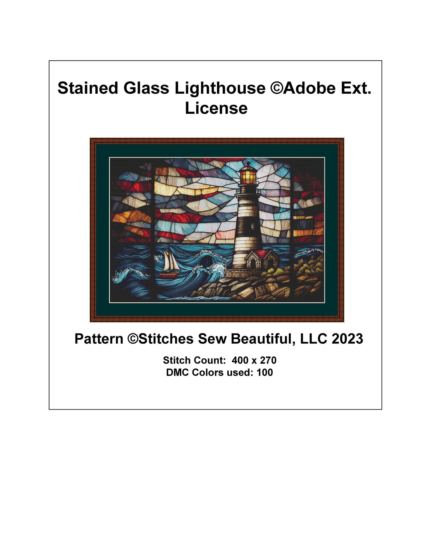Stained Glass Lighthouse ©Adobe Ext. License cross stitch pattern by IllusioninChaos