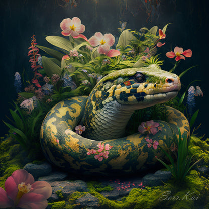 Mossy Ball Python cross stitch pattern by Serr.Kai A Quill & Ink