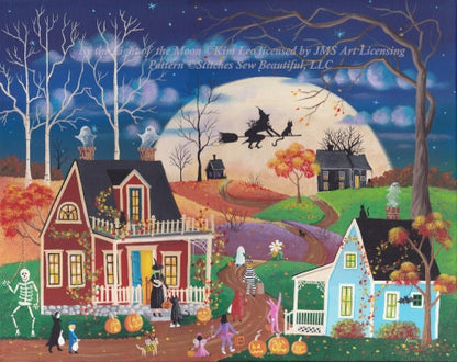 By the Light of the Moon cross stitch pattern by Kim Leo licensed by JMS Art Licensing