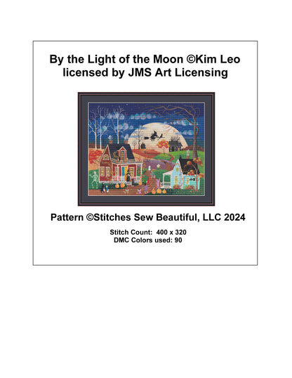 By the Light of the Moon cross stitch pattern by Kim Leo licensed by JMS Art Licensing