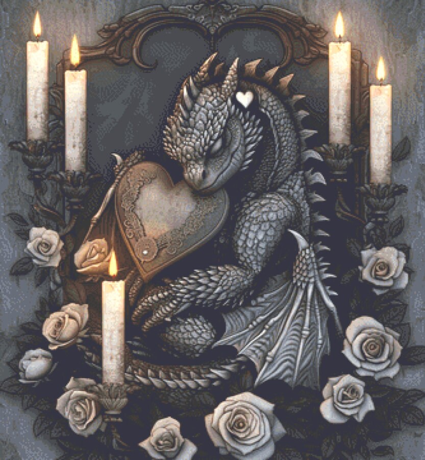 Heart of Black and White cross stitch pattern by Serr.Kai A Quill & Ink