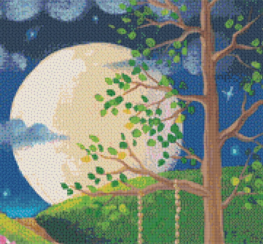 June Moon cross stitch pattern by Kim Leo licensed by JMS Art Licesing