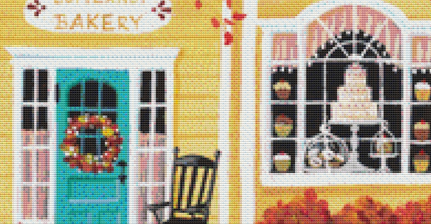 Butternut Bakery (Max Colors) cross stitch pattern by Kim Leo licensed by JMS Art Licensing