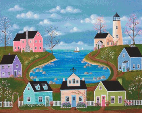 Roundrock Cove cross stitch pattern by Kim Leo licensed by JMS Art Licensing