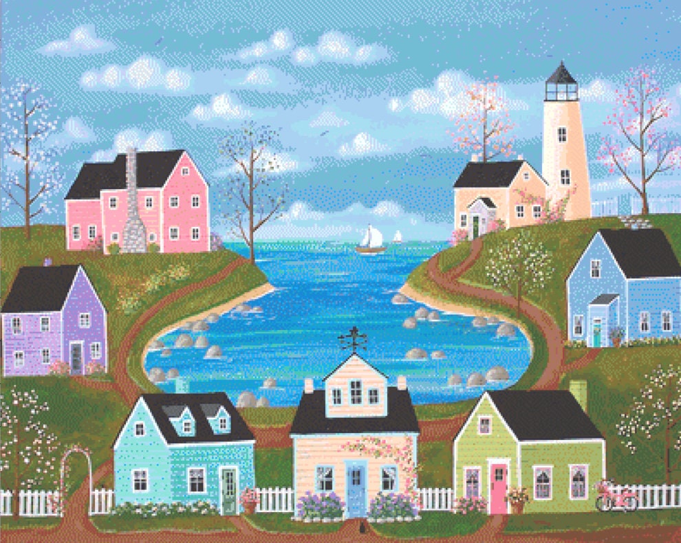 Roundrock Cove cross stitch pattern by Kim Leo licensed by JMS Art Licensing