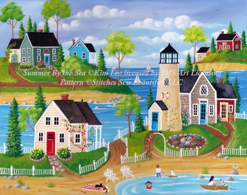 Summer By the Sea cross stitch pattern by Kim Leo licensed by JMS Art Licensing
