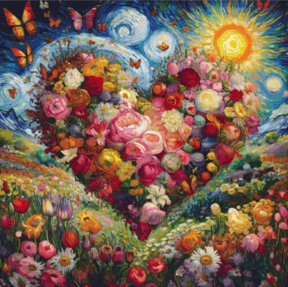 Vibrant Fusion- A Symphony of Van Gogh's Passion (Max Colors) cross stitch pattern by World of Love Hearts/Adrian G. Eyre
