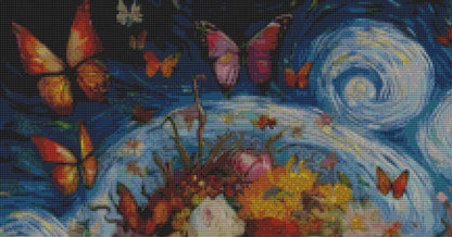 Vibrant Fusion- A Symphony of Van Gogh's Passion cross stitch pattern by World of Love Hearts/Adrian G. Eyre