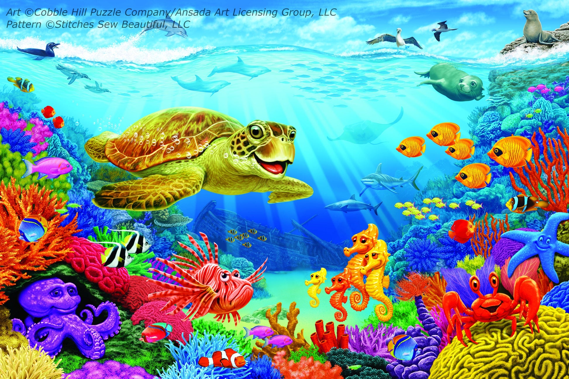 Ocean Reef 55109 cross stitch pattern by Cobble Hill Puzzle Company/Ansada Art Licensing Group, LLC.