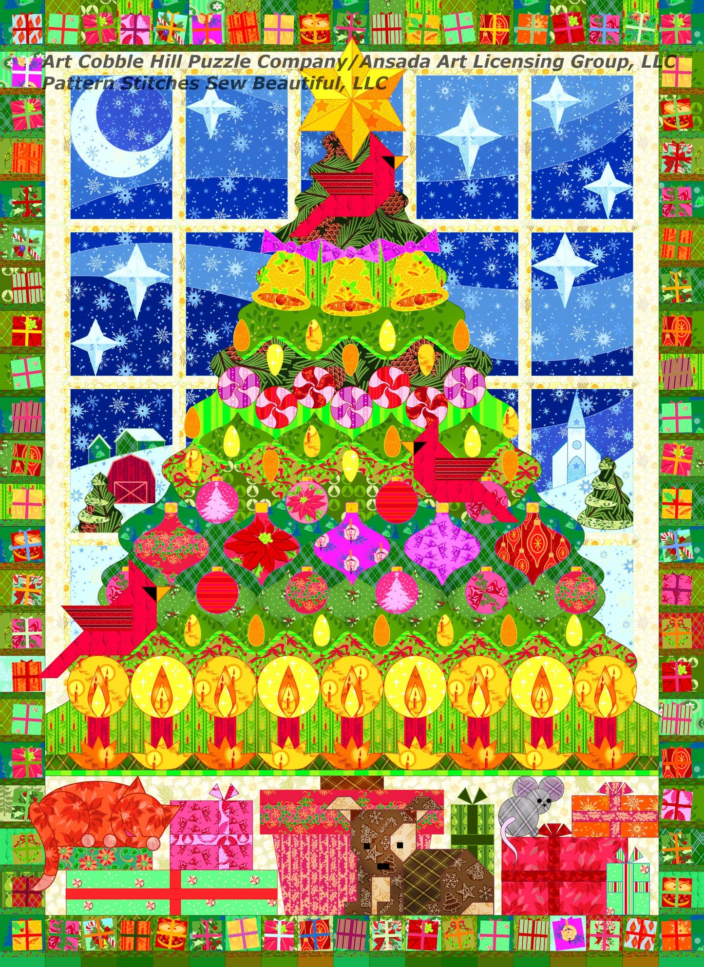 Quilted Christmas Tree cross stitch pattern by Cobble Hill Puzzle Company/Ansada Art Licensing Group, LLC.