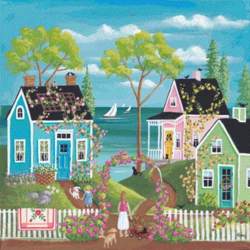 Everythings Coming up Roses (Max Colors) cross stitch pattern by Kim Leo licensed by JMS Art Licensing