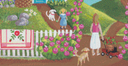 Everythings Coming up Roses (Max Colors) cross stitch pattern by Kim Leo licensed by JMS Art Licensing