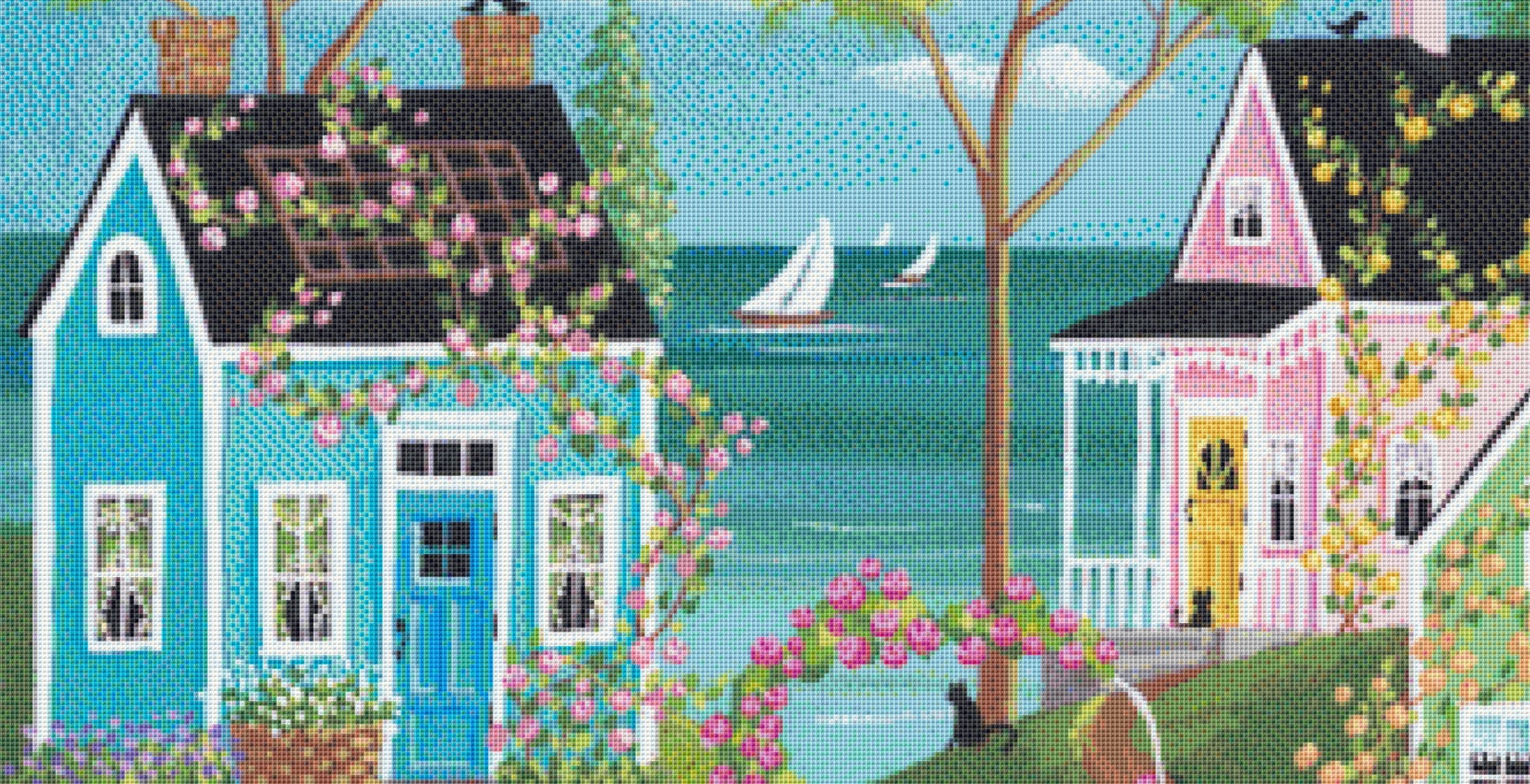 Everythings Coming up Roses (Max Colors) cross stitch pattern by Kim Leo licensed by JMS Art Licensing