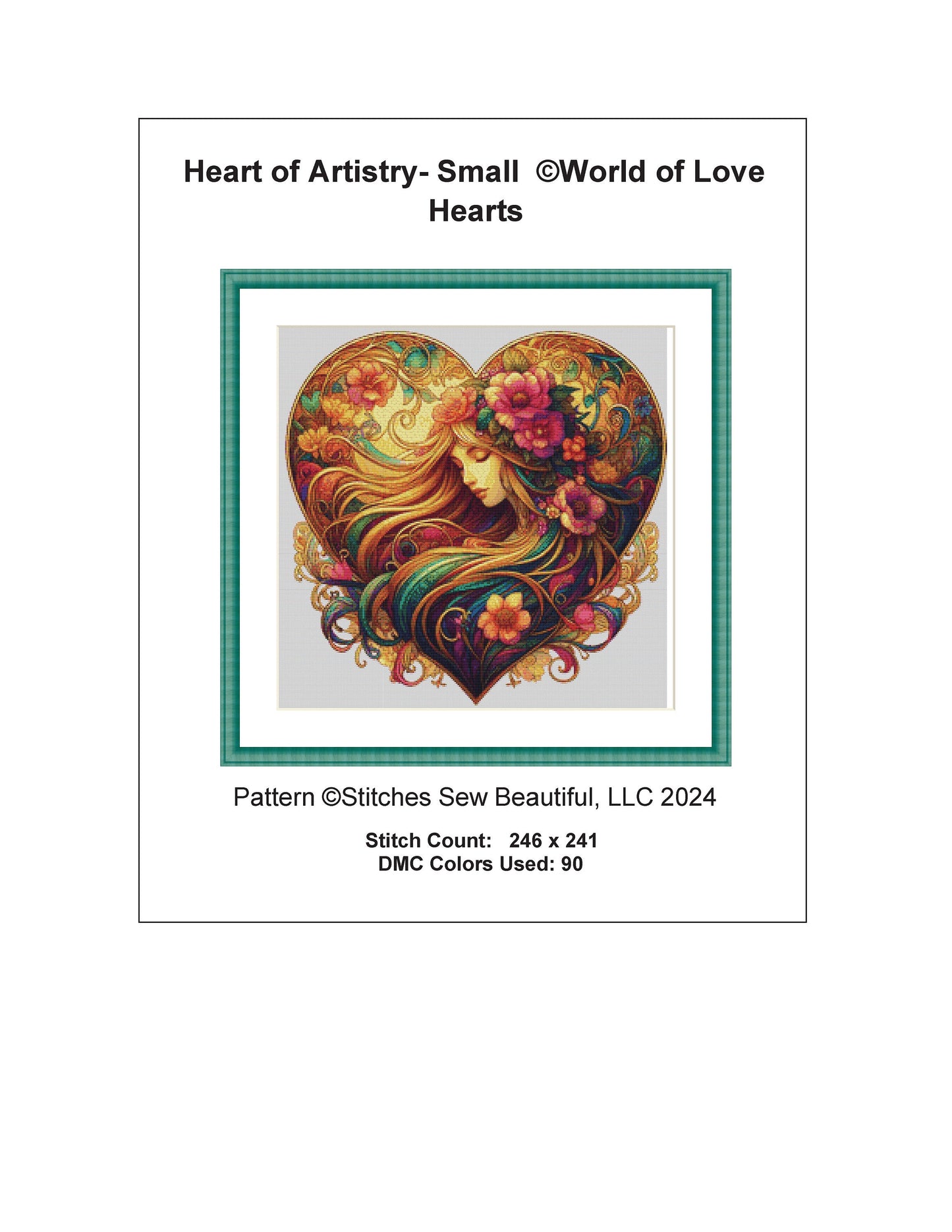 Heart of Artistry (Small) cross stitch pattern by World of Love Hearts/Adrian G. Eyre
