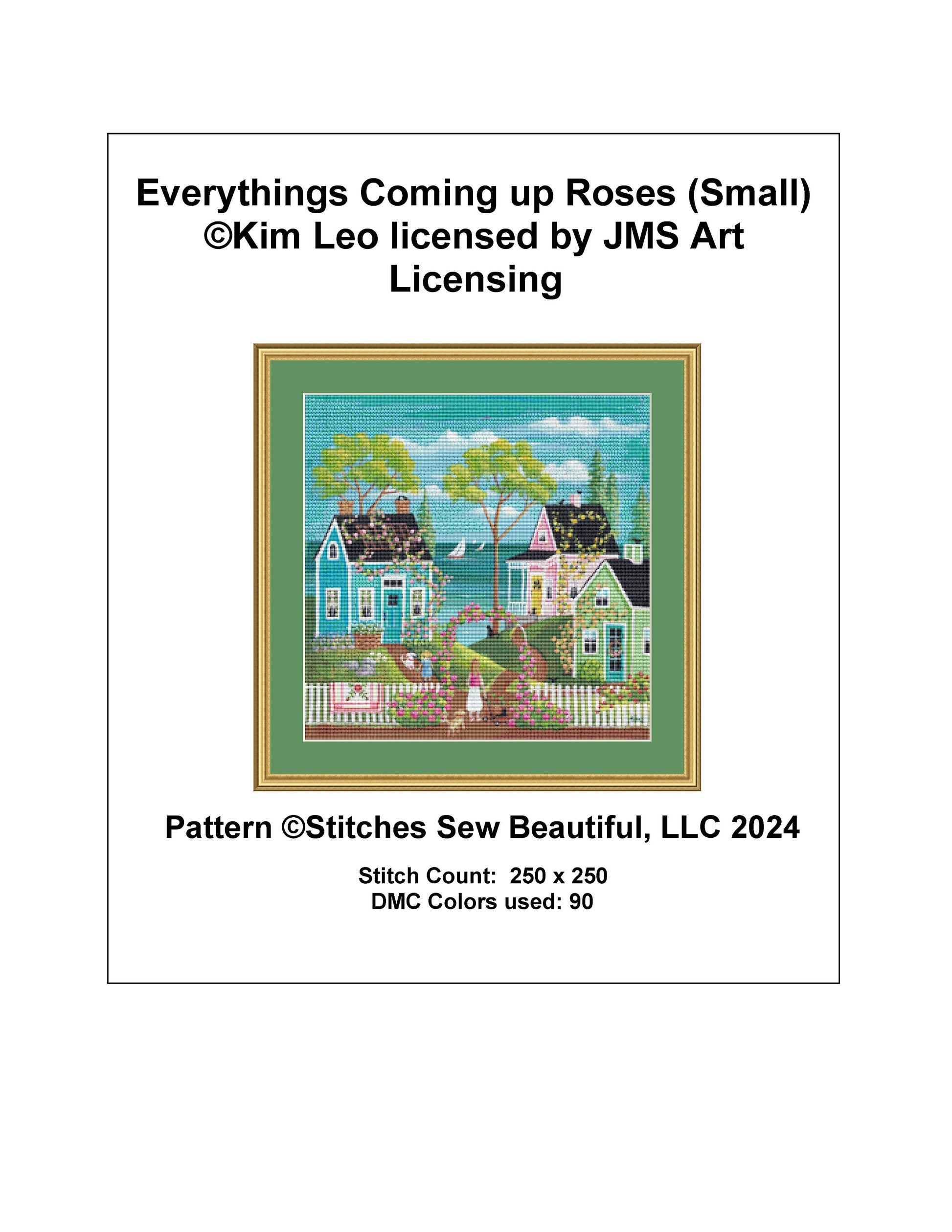Everythings Coming up Roses (Small) cross stitch pattern by Kim Leo licensed by JMS Art Licensing