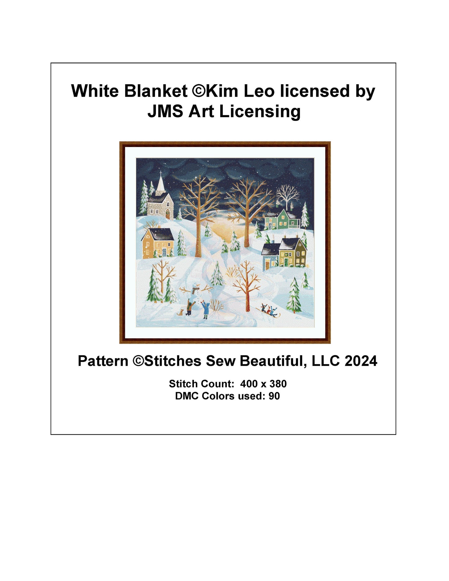 White Blanket cross stitch pattern by Kim Leo licensed by JMS Art Licensing