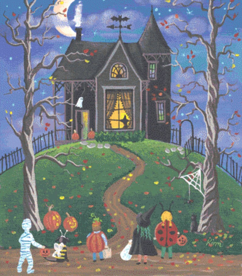 Who Goes First cross stitch pattern by Kim Leo licensed by JMS Art Licensing